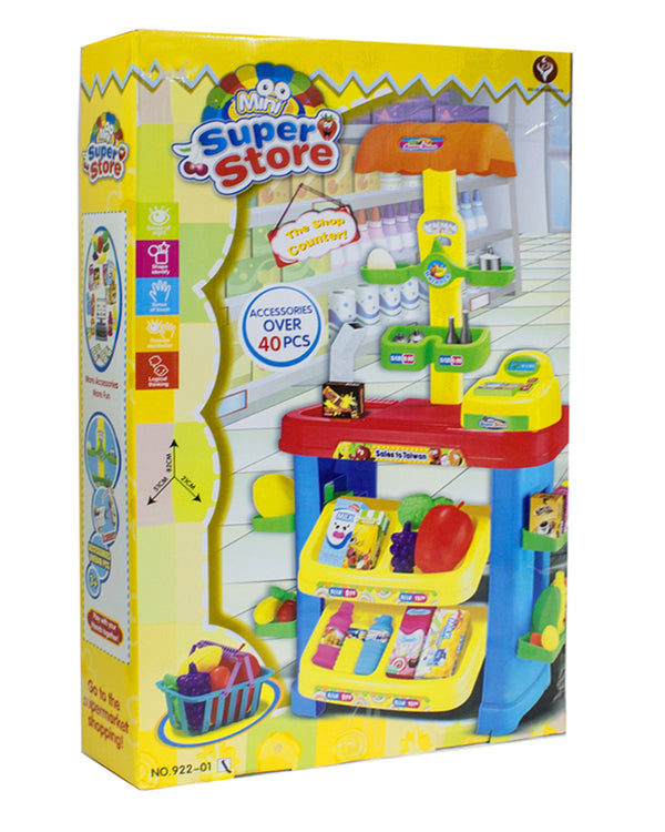 Toy Pretend Super Store Supermarket With Accessories - 40 Pcs