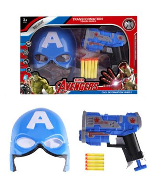 Captain America Action Figure With Face Mask And Nerf Gun