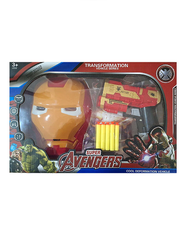 Iron Man Action Figure With Face Mask And Nerf Gun