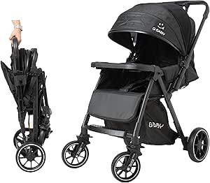 G Baby (G44) Baby Kids Travel Stroller Reversible Handle Lightweight Design Mosquito Net | Black