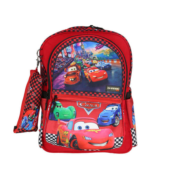 School backpack model 16 Cars red