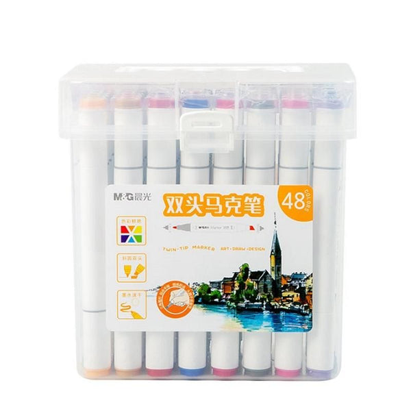 <p>

This M&G Double-headed Marker Hand Painting Design Set - 48pcs - No:APMV0903 is a great choice for all levels of artists. Made of high quality materials, this set comes with a double-headed design that keeps spare bright colors and high-quality pens for use. The wide head of 7mm is suitable for large-face alcohol inks, while the 1mm round head is suitable for detail coloring and portraying. The ink is evenly absorbed, the focus is strong, the wear resistance is thick and thin, and the water is smooth w