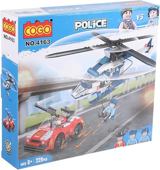 Cogo Police Helicopter And Car Shaped Building Blocks | 229 Pieces