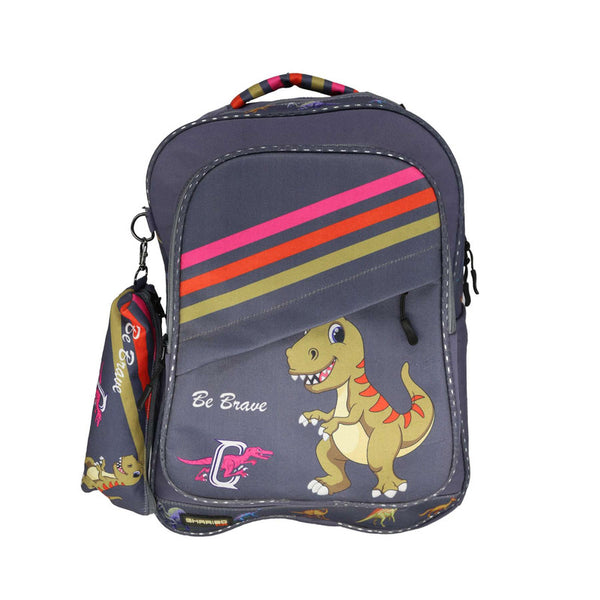 School backpack model 14 dinosaur gray