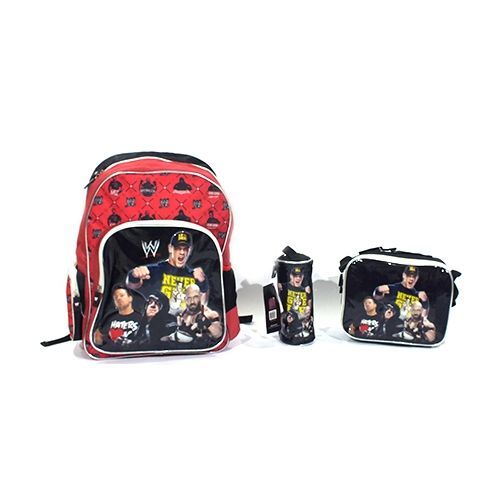 Bandle Of School Bag +14 Lunch Bag And Pencil Case 3 Pieces | Black Red