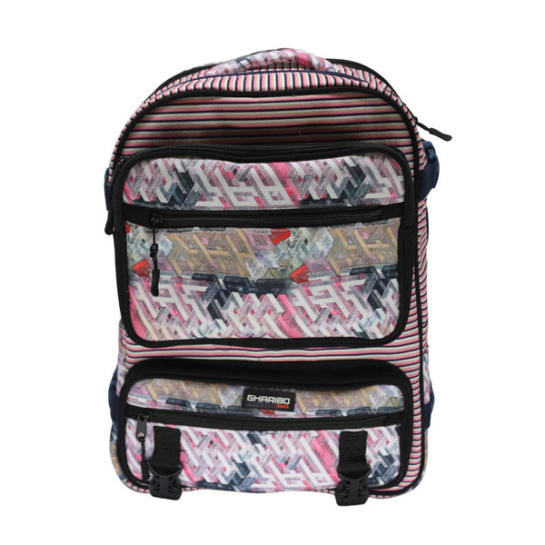 School backpack model 34 3D lines pink