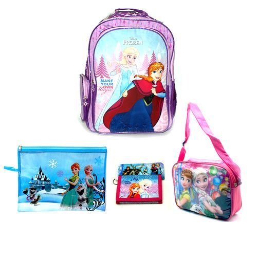 Bandle Of Frozen Backpack +18 Lunch Bag Envelope File And Wallet 4 Pieces |Multicolor