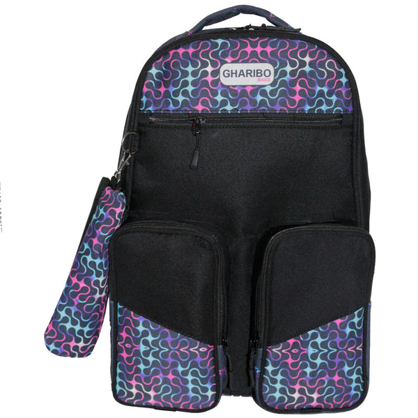 School backpack model 24 motifs black