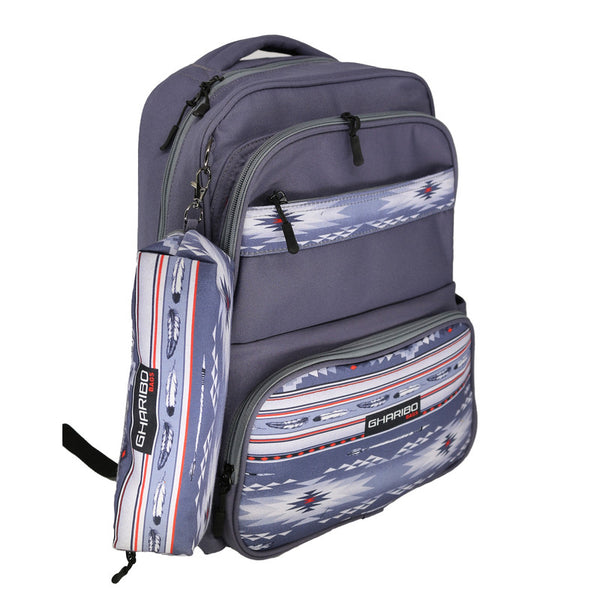 School backpack model 15 feathers gray