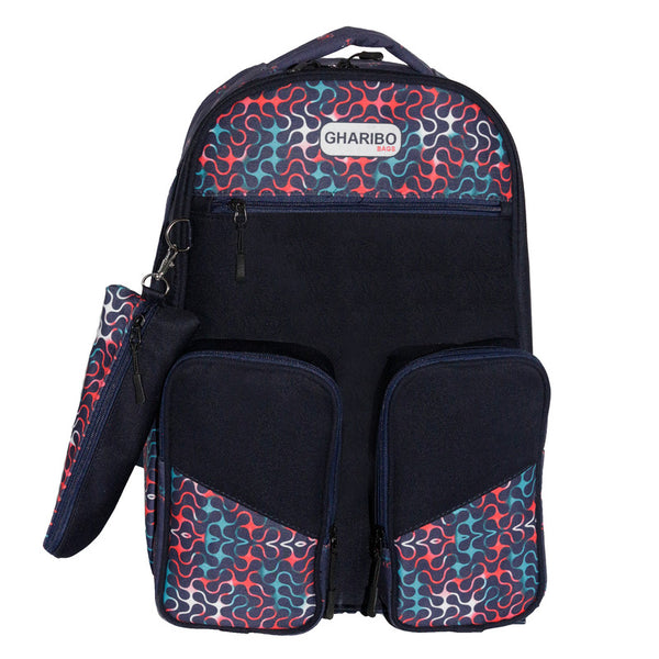 School backpack model 24 motifs blue