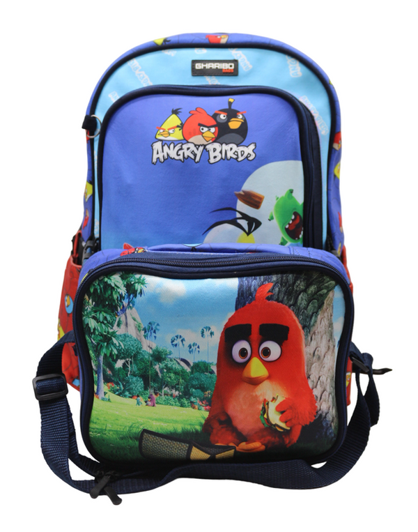 School backpack with lunch bag Size 17 model 32 Angry Birds blue