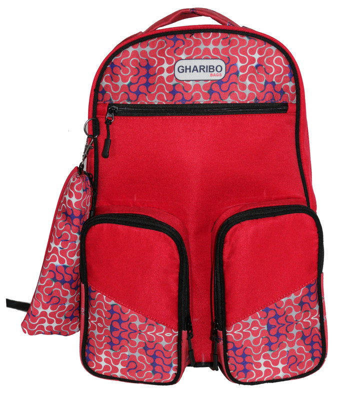 School backpack model 24 motifs red