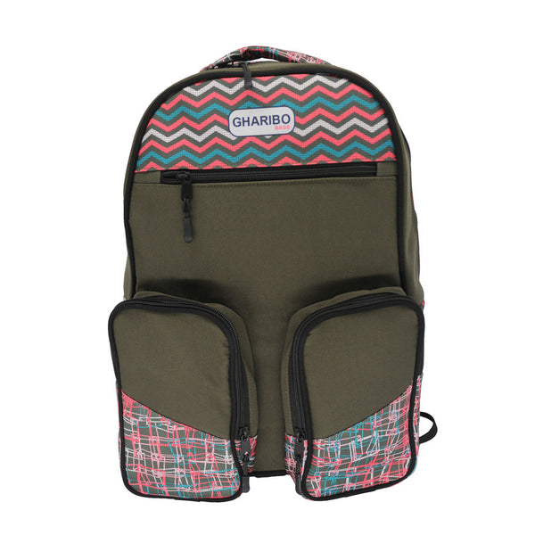 School backpack model 24 striped green