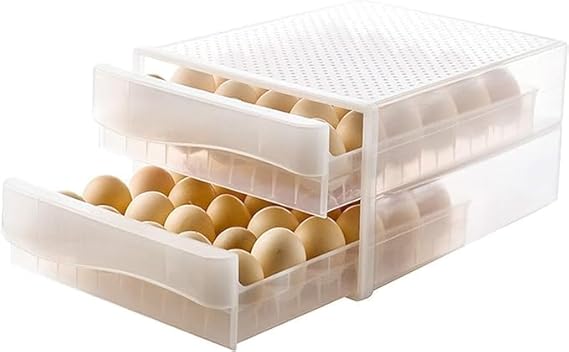 Grid Drawer Egg Storage Box Container 60 Egg Capacity For Kitchen And Refrigerator