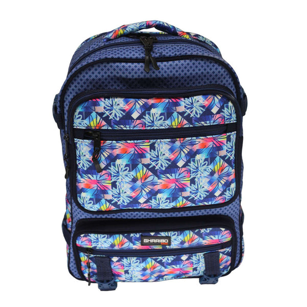 School backpack model 34 Small flowers blue