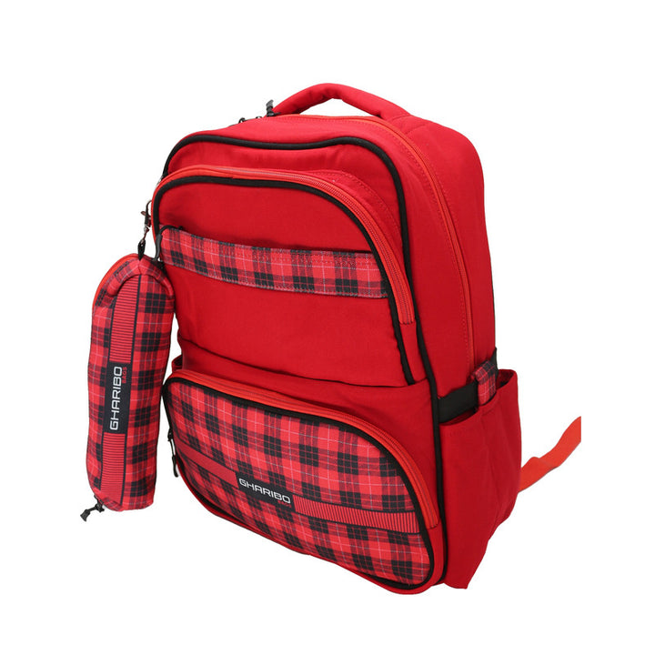 School backpack model 15 cross lines red