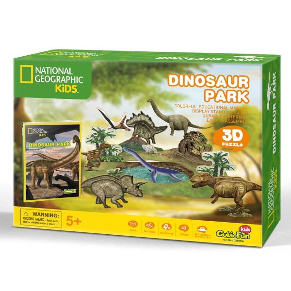 Cubic Fun 3D Puzlle Dinosaur Park Shape 43 Pcs With Booklet 36 Pages