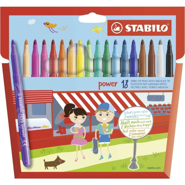 Stabilo Power Colouring Fiber Pens - 18 Pcs