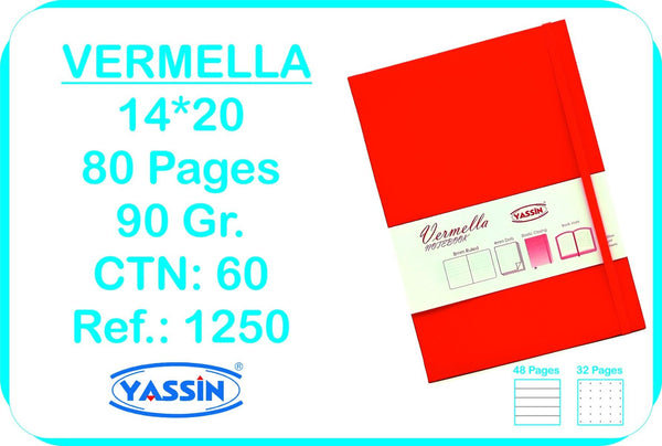 Yassin Vermella Notebook A5 80 Sheets - No.1250