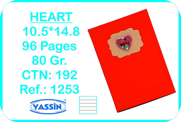 Yassin Heart Notebook A6 96 Sheets - No.1253