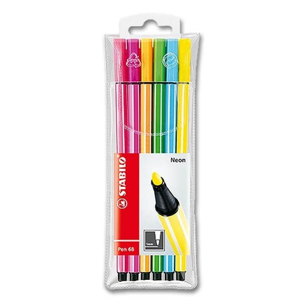 Stabilo Neon Colors Pen - 6 Pcs