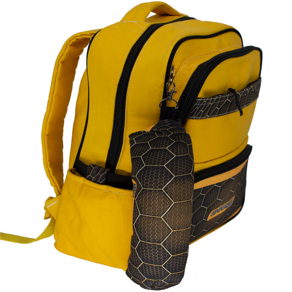 School backpack model 15 beehives yellow