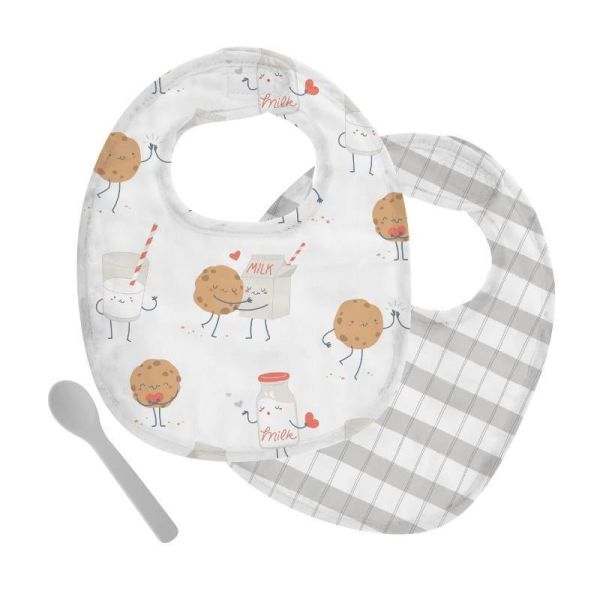 Stephen Joseph Muslin Bib Set Milk And Cookies