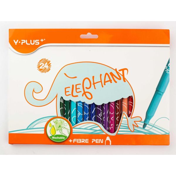 Y-Plus Elephant Fibre Coloring Pens 24 Pcs