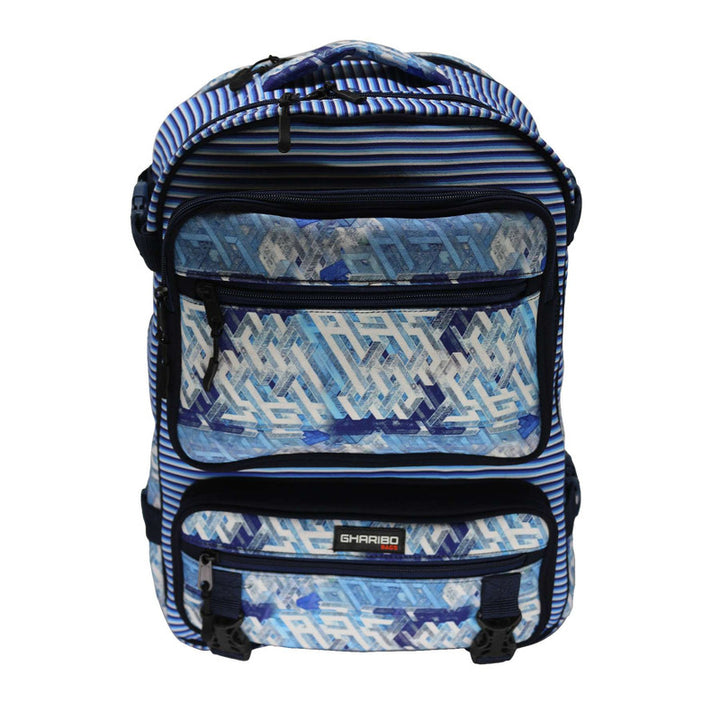 School backpack model 34 3D lines blue