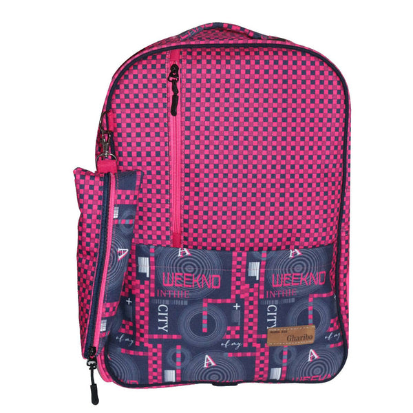 School backpack model 21 Squares pink