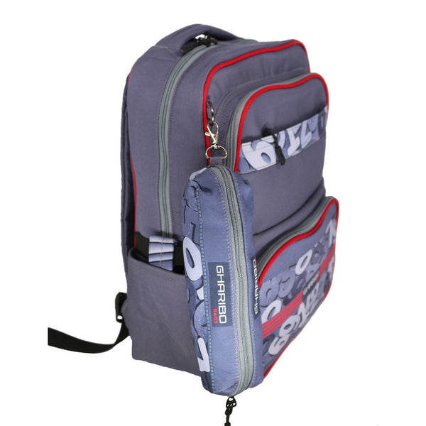 School backpack model 15 numbers gray