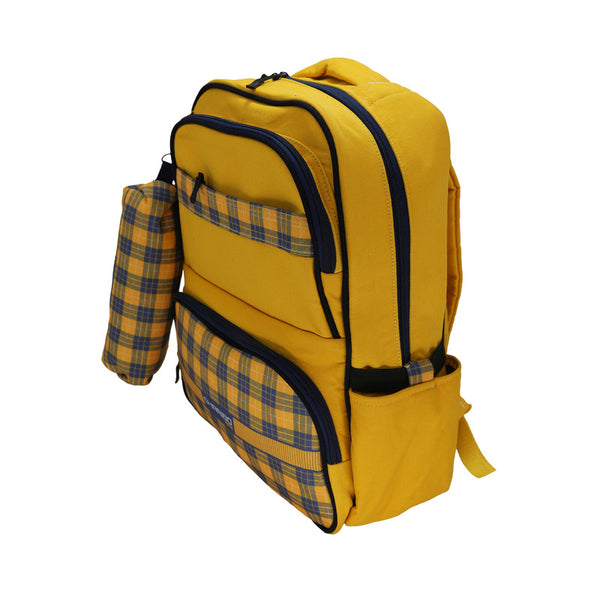 School backpack model 15 cross lines yellow