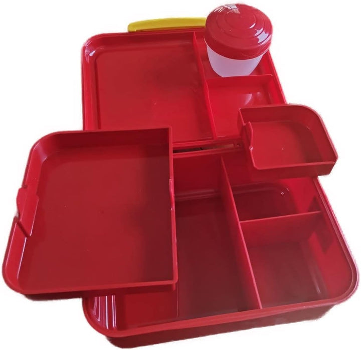 Lunch Box 5 Sections with Baby Yogurt Bowl PPP Free - Safe - Assorted Colors (Red)