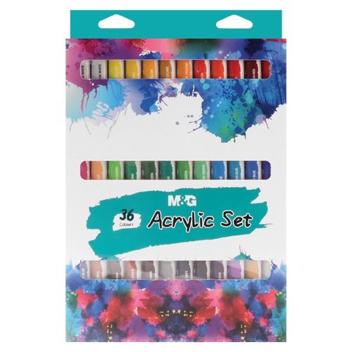 <p>

Introducing the M&G Acrylic Paint 12ml - Set of 36pcs - No:APLN6596, a set of paint that will bring your creativity to life. This set contains 36 tubes of 12ml of high-quality acrylic paint that will glide smoothly onto your chosen surface, whether it be canvas, paper, wood, ceramic, fabric, leather, cardboard, MDF and crafts.

The creamy consistency of the paint and its high pigments provide excellent coverage for large areas and fine details, allowing for superb color mixing for a bigger range of sha