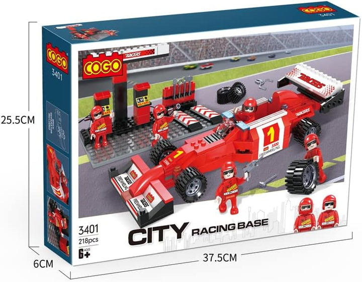 Cogo City 3401 Racers Formula One F1 Pit Model Educational Diy Construction Brick