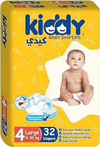 Kiddy Baby Diapers stretch Large (size 4) 32 diapers