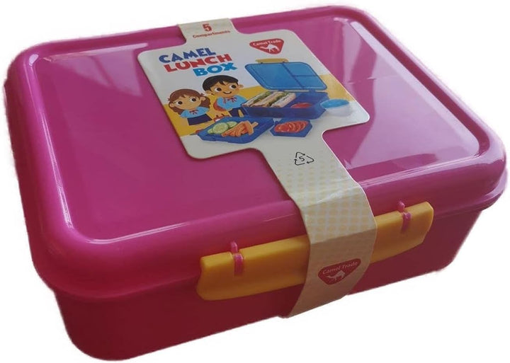 Lunch Box 5 Sections with Baby Yogurt Bowl PPP Free - Safe - Assorted Colors (Pink)