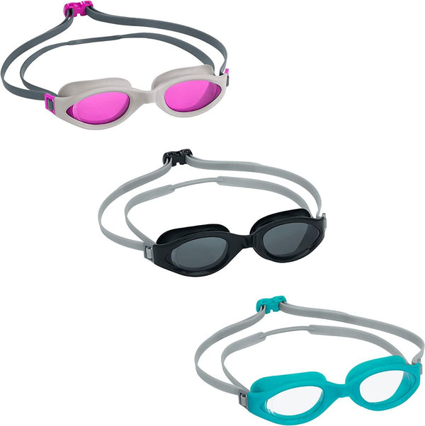 <p>
Bestway Swimming Goggles for Adults - 1pcs - No:21077 are the perfect choice for swimmers of all ages. Made with high-quality materials, these goggles are designed to last and provide a comfortable and secure fit with their adjustable straps and soft comfort-fit eye cups. They also provide protection from the sun with their polycarbonate lenses that provide UV protection. Plus, the anti-leak seal helps keep the water away from your eyes when you swim. With a burst of colour, you can enjoy your swim sess