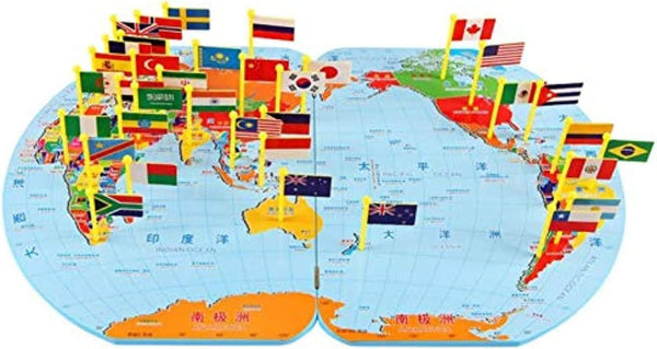 Wooden Map Of The World Flag Jigsaw Puzzles - 47.5X29.5Cm