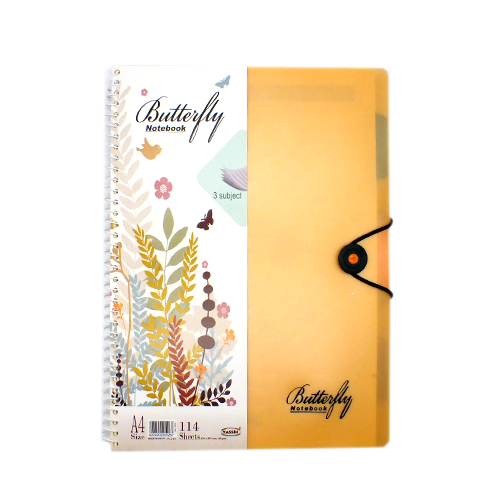 <p>

The Yassin Butterfly 3 Subject 114 Sheet NoteBook is a perfect solution for all your office and student needs. Made from high quality materials, it is a durable and reliable product that will last for years. With three subject dividers, you can easily separate and organize your notes, documents, and assignments for quick and easy retrieval. The 114 sheets of paper provide plenty of writing space to jot down all your ideas and thoughts. This notebook also has an eye-catching butterfly design that adds a