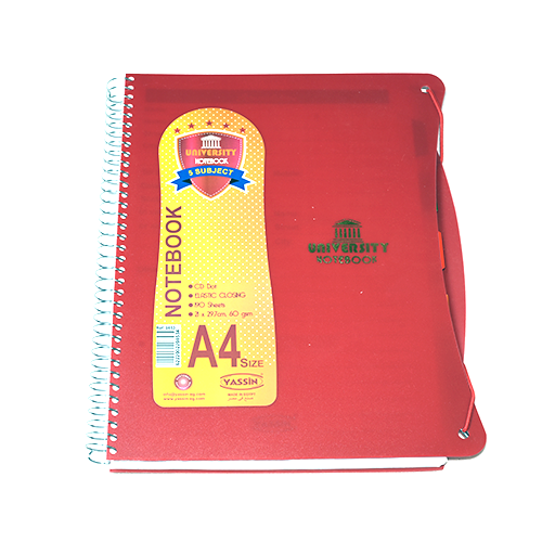 <p>

The University Notebook Yassin 6 Subject 190 Sheet A4 is the perfect notebook for students who need to stay organized and productive. This notebook is made of high-quality materials to ensure it stands up to the rigors of everyday use. The notebook features six individual subject dividers, so you can easily separate and organize your notes and papers. The notebook also has 190 sheets of A4 paper, providing plenty of space for your notes and papers. The sturdy cover will help protect your notes and pape