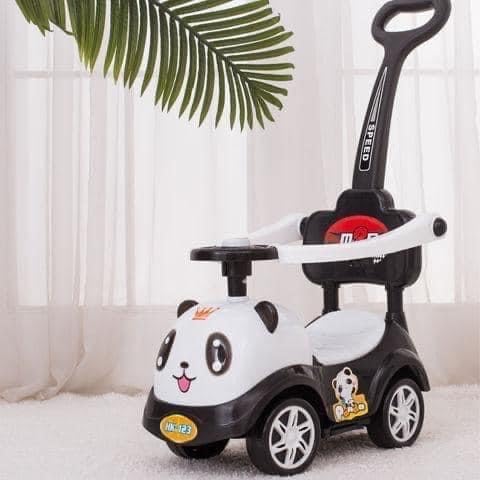 Ride On Cars Toddler 4-In-1 Push Car Stroller Toy With Horn Sounds Led Lights And Removable Handle | White 