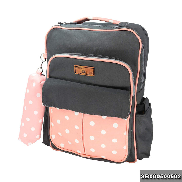 School backpack model 5 little circles pink