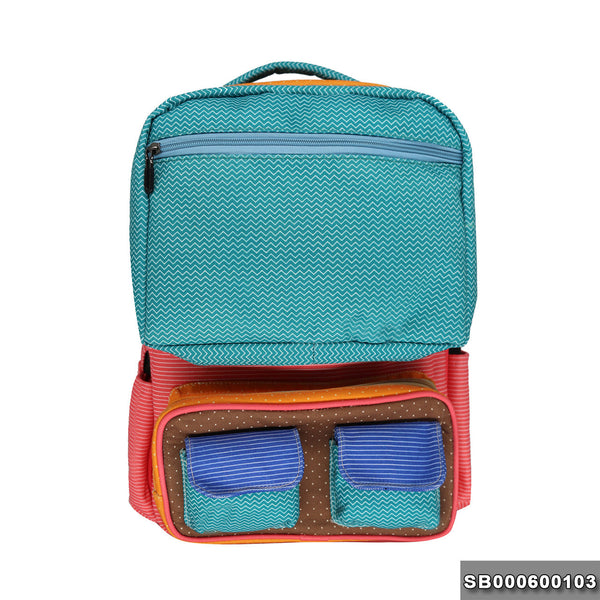 School backpack model 6 blue