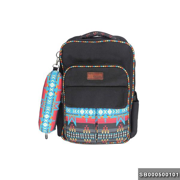 School backpack model 5 stars black