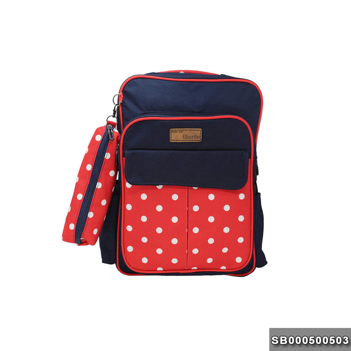 School backpack model 5 little circles red