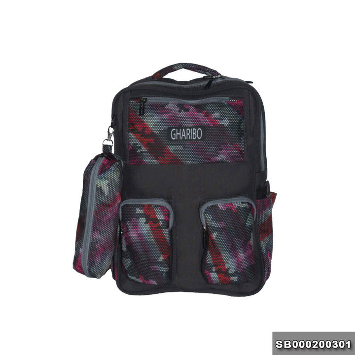 School backpack model 2 camouflaged gray