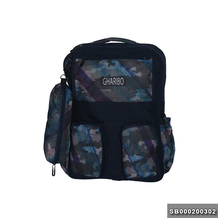 School backpack model 2 camouflagedblue