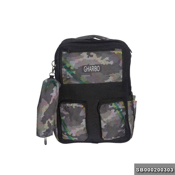 School backpack model 2 camouflaged black