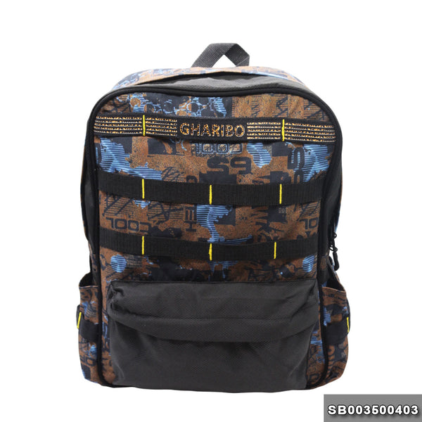 Sport backpack with one hand model 35 Size 18 Overlapping writings brown